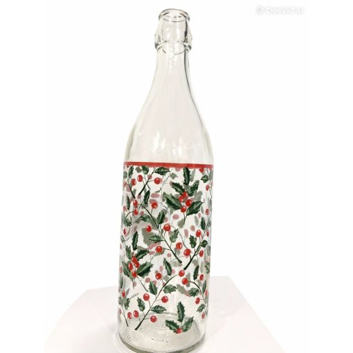 1000ml Christmas Glass with Buckle and Christmas Tree/Elf Pattern