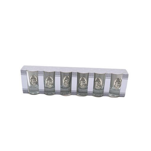 Tin label glass set of 6