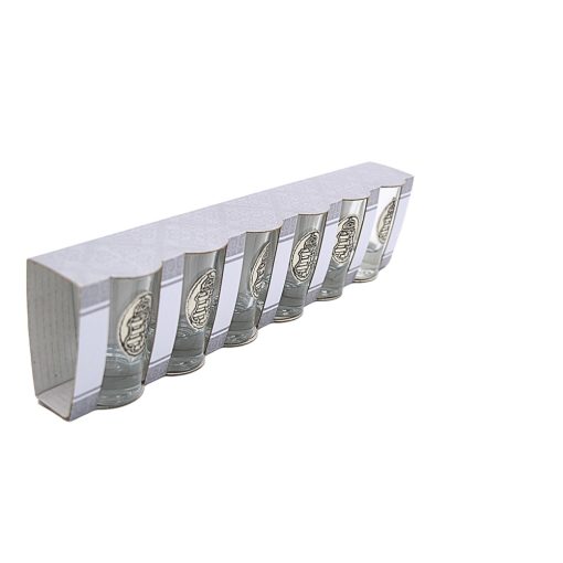 Tin label glass set of 6