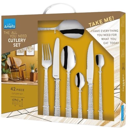 Cutlery set 42 pieces in a gift box with handles - Felicity