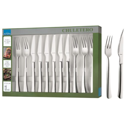 Steak knife + fork 12-piece set in window box - Chuletero