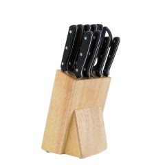 Set of 10 knives with wooden holder