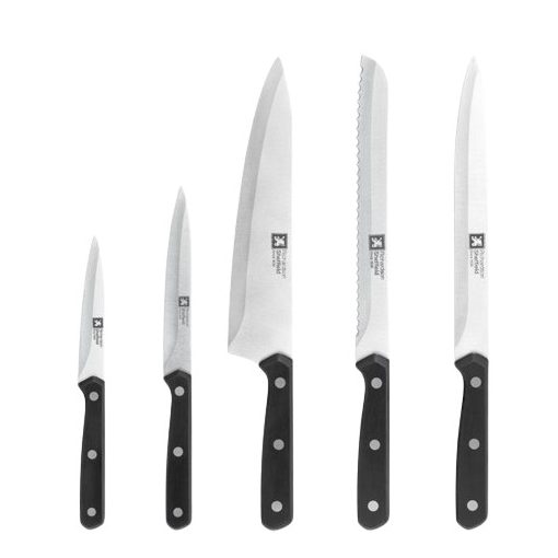 Knife set with wooden holder, 15 pieces