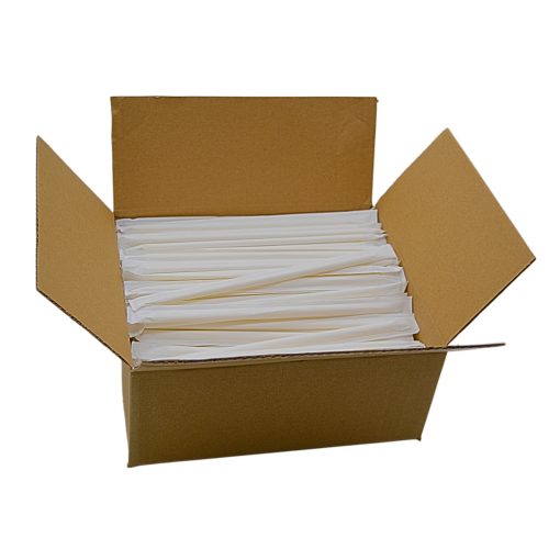 Straws 250 pcs 6mm in a white solid color presentation box, without foil bag, individually packaged